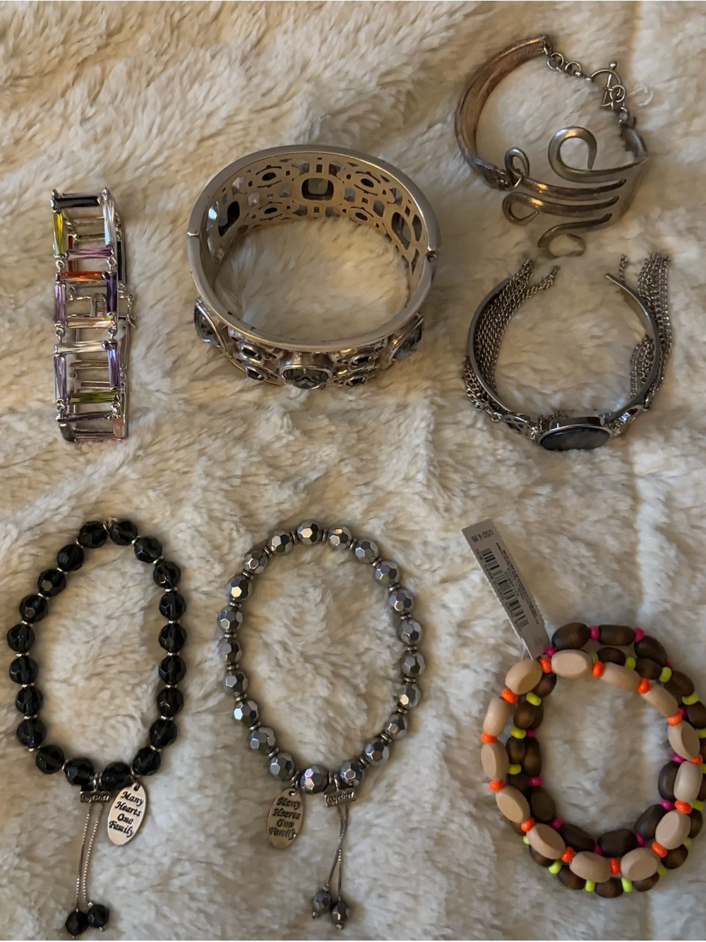 Multiples Silver and Multicolor Bracelet Set with Neon Accents